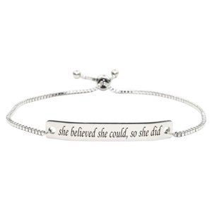 Womens Inspirational Slider Bead Cuff Bracelet "She Believed' & "I Love You" New